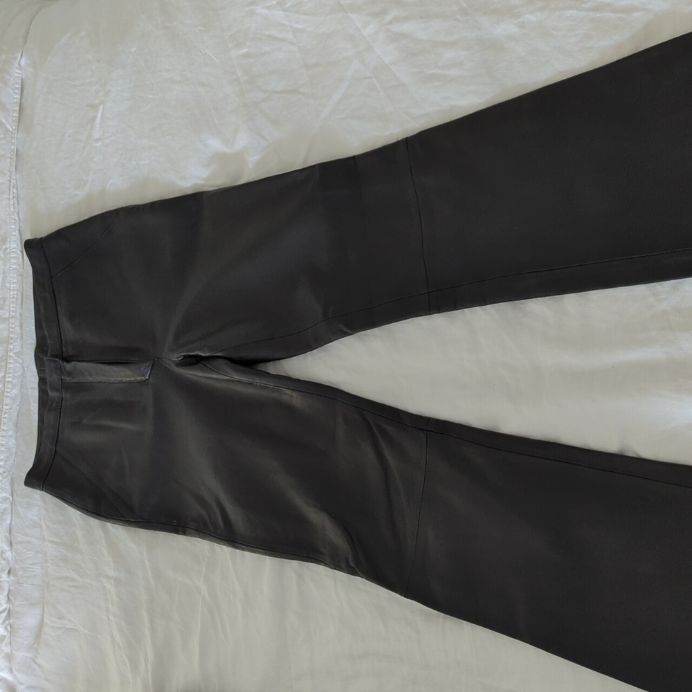 Straight leg faux leather trouser